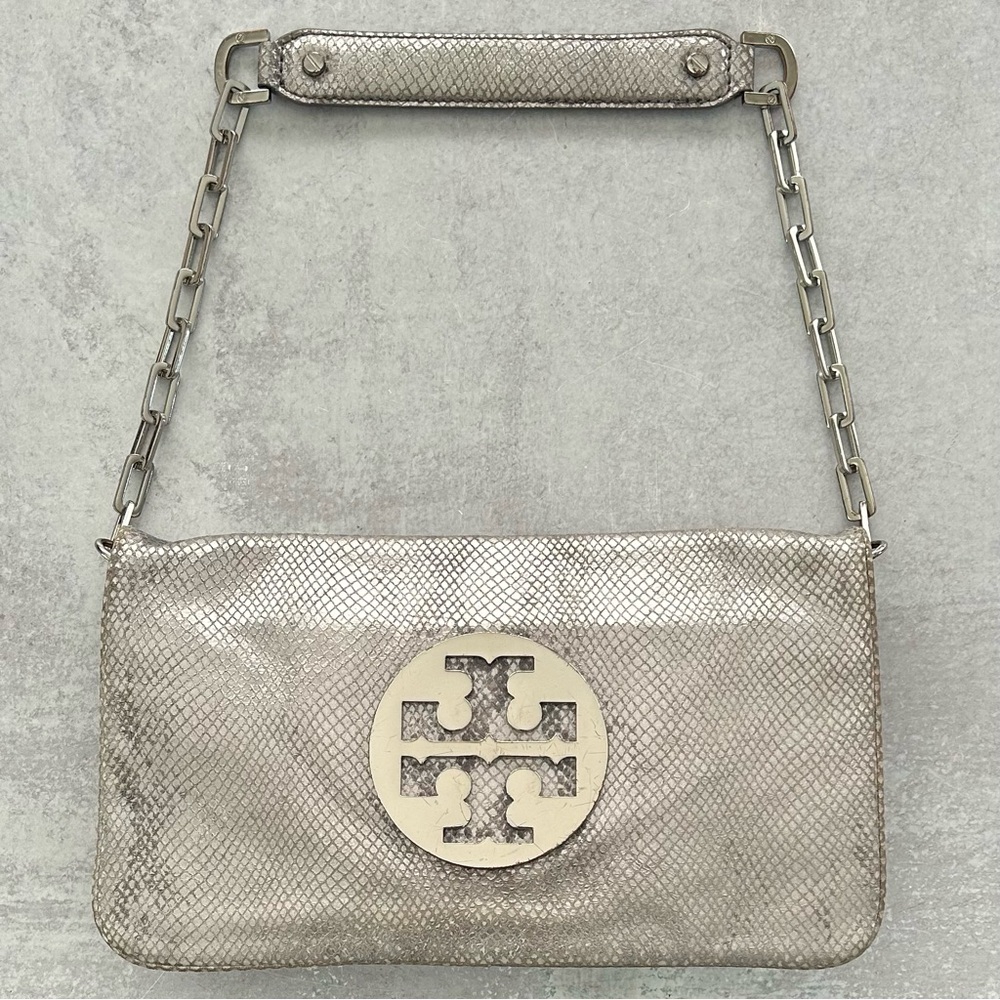 Tory Burch Audra Reva Clutch Python Snake Leather… - image 3